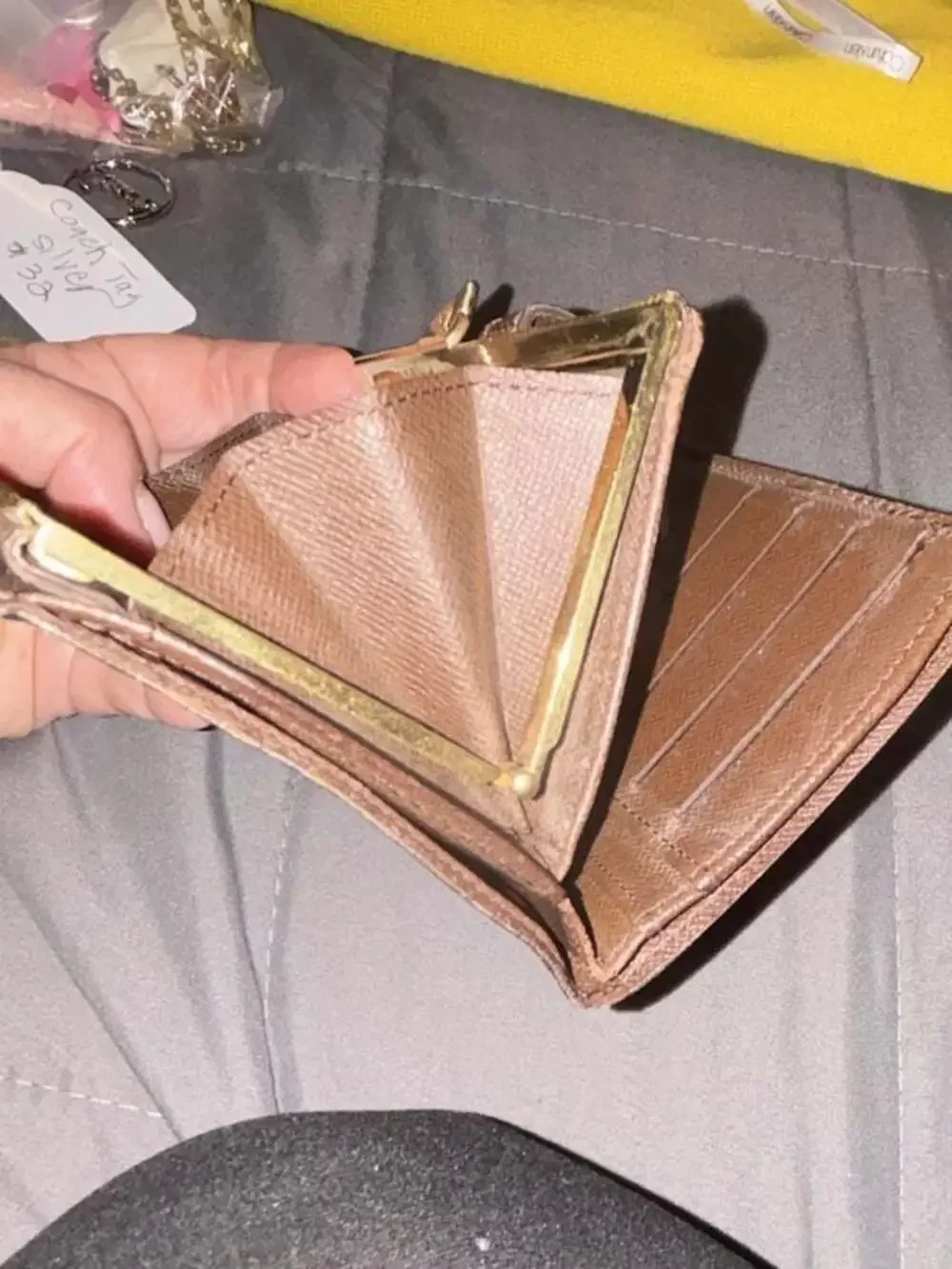 Louis Vuitton Damier Ebene French Kisslock Purse Wallet